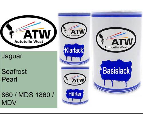 Jaguar, Seafrost Pearl, 860 / MDS 1860 / MDV: 500ml Lackdose + 500ml Klarlack + 250ml Härter - Set, von ATW Autoteile West.